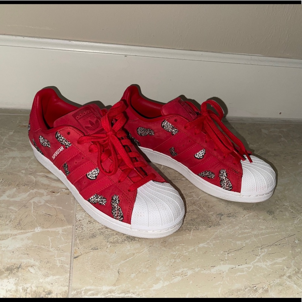 Red Adidas Pineapple Sneakers